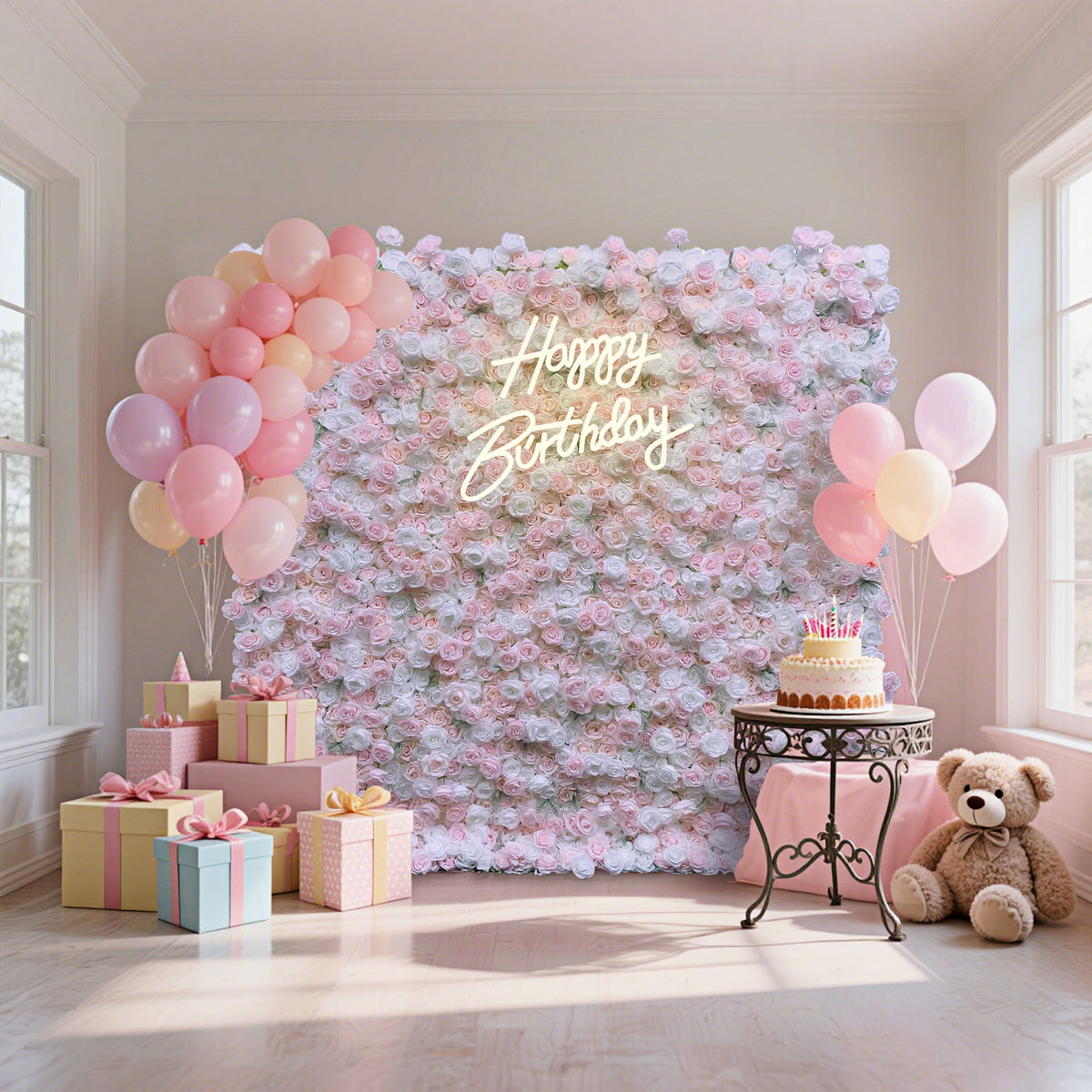 Ali Flowers 3d Baby Pink Flower Wall Rolling Up Curtain Floral Backdrop for Wedding Party Decor ALFWL001 - Ali Flowers