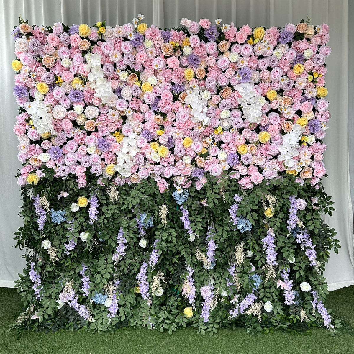 Aliflowers 3D Purple and Pink Rose Curtain Flower Wall Backdrop Wedding Party Decoration ALFWL91