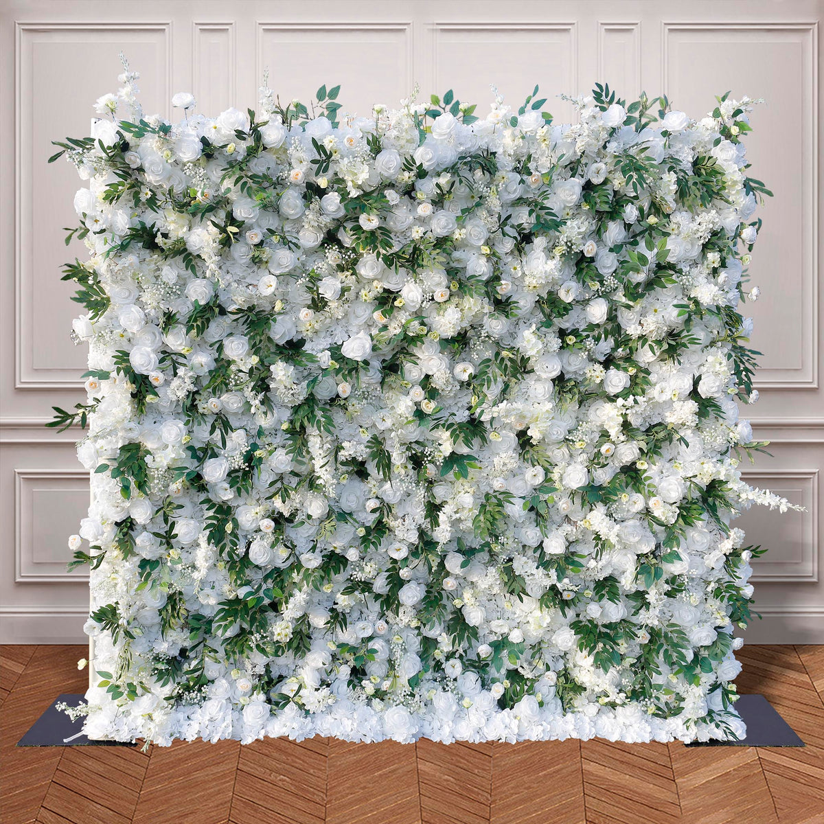 Aliflowers 5D White Rose with Larkspur Flower Wall Backdrop ALFWL039 - Ali Flowers