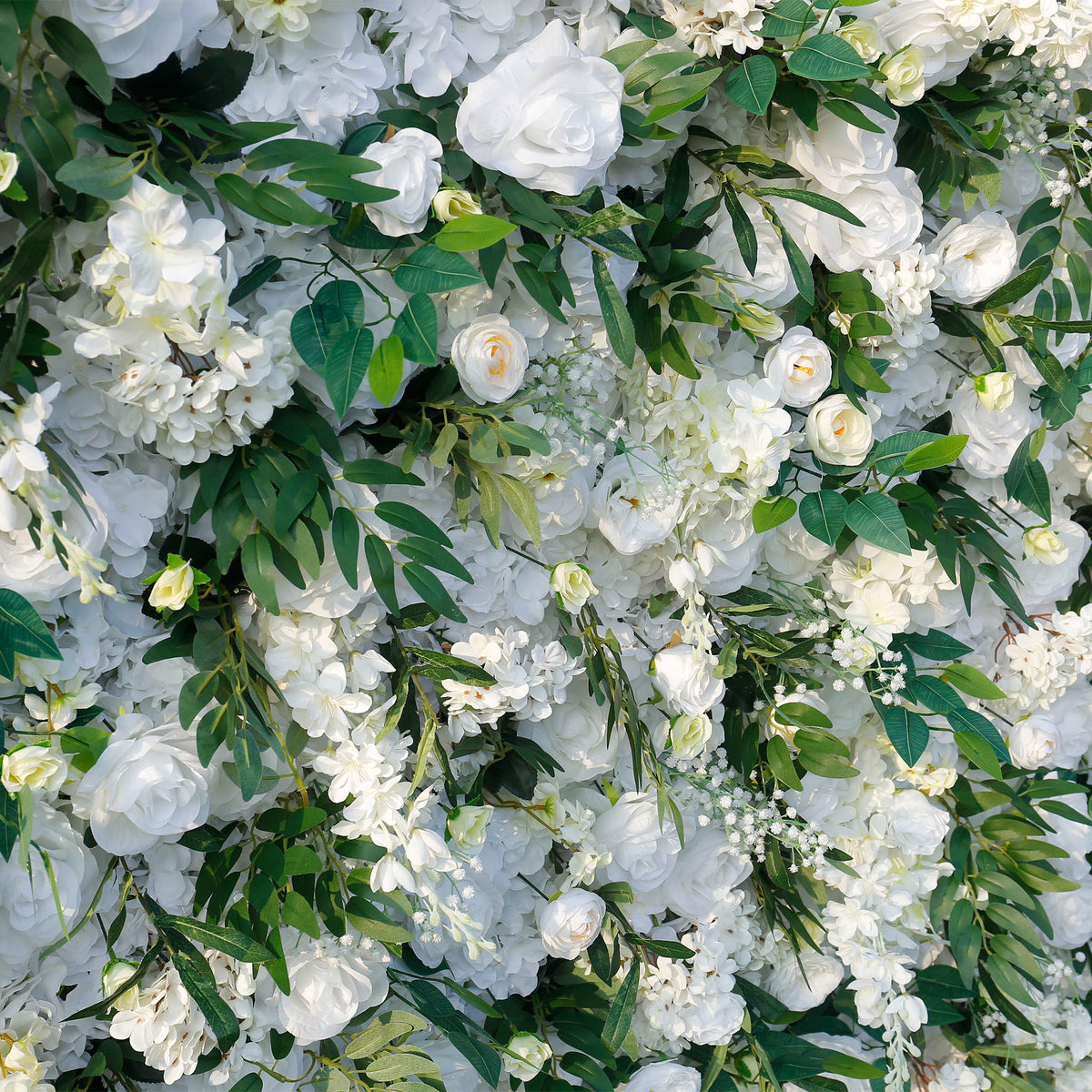 Aliflowers 5D White Rose with Larkspur Flower Wall Backdrop ALFWL039 - Ali Flowers