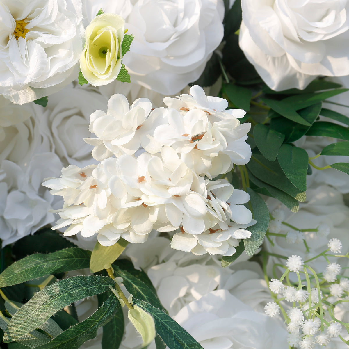 Aliflowers 5D White Rose with Larkspur Flower Wall Backdrop ALFWL039 - Ali Flowers