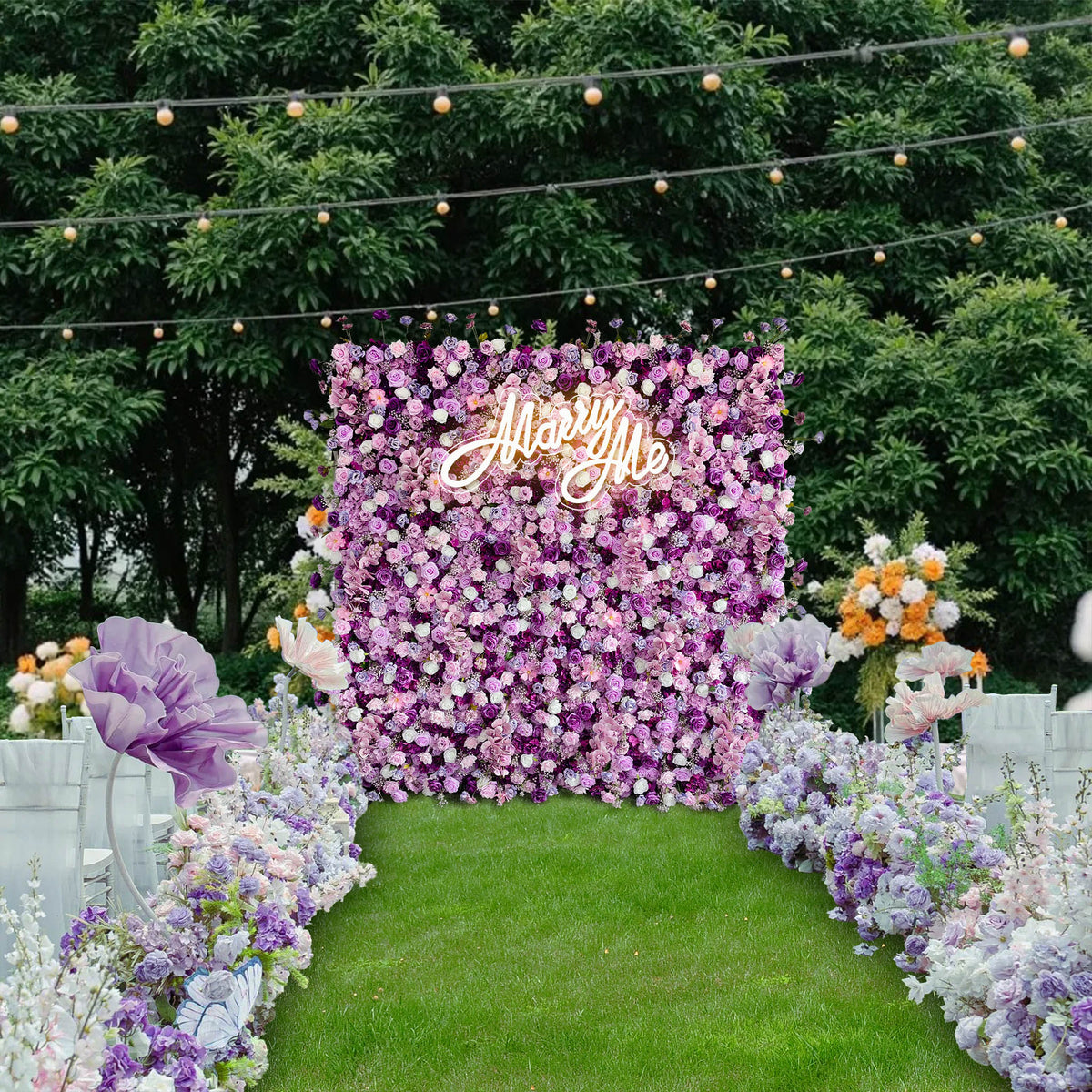 Aliflowers 5D Purple Lavender Rose Floral Wall for Wedding & Party Decor