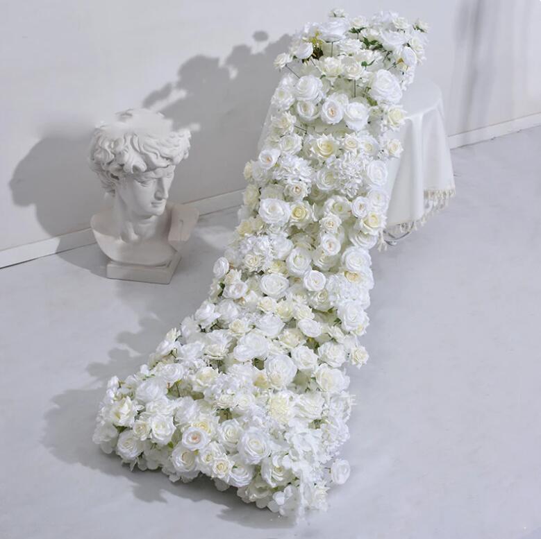 Ali Flowers Wedding Event Decoration Artificial Pink Silk Flower Runner APFRW003B