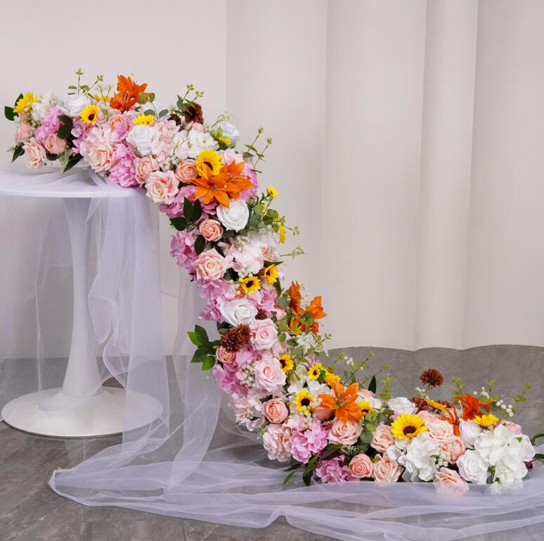 Ali Flowers Wedding Event Decoration Artificial Silk Flower Runner ALFRW005A