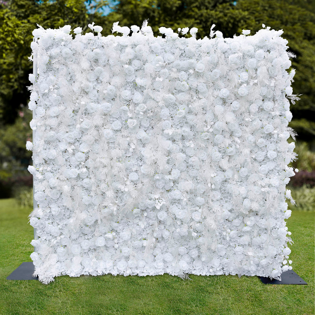 Aliflowers Hanging Pampas Grass with White Rose Flower Wall for Wedding Party ALFWL088 - Ali Flowers