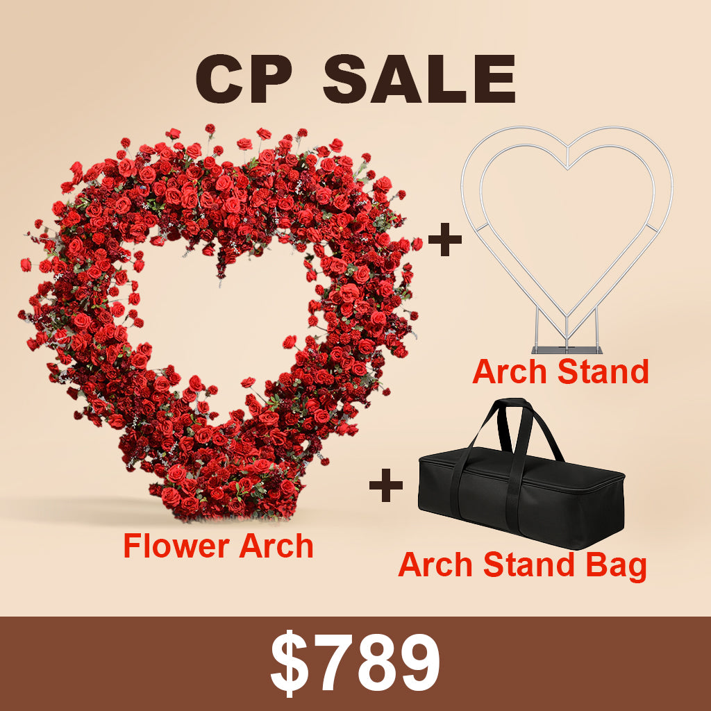 Red Rose Floral Arrangement Heart Arch Stage Flower Stand
