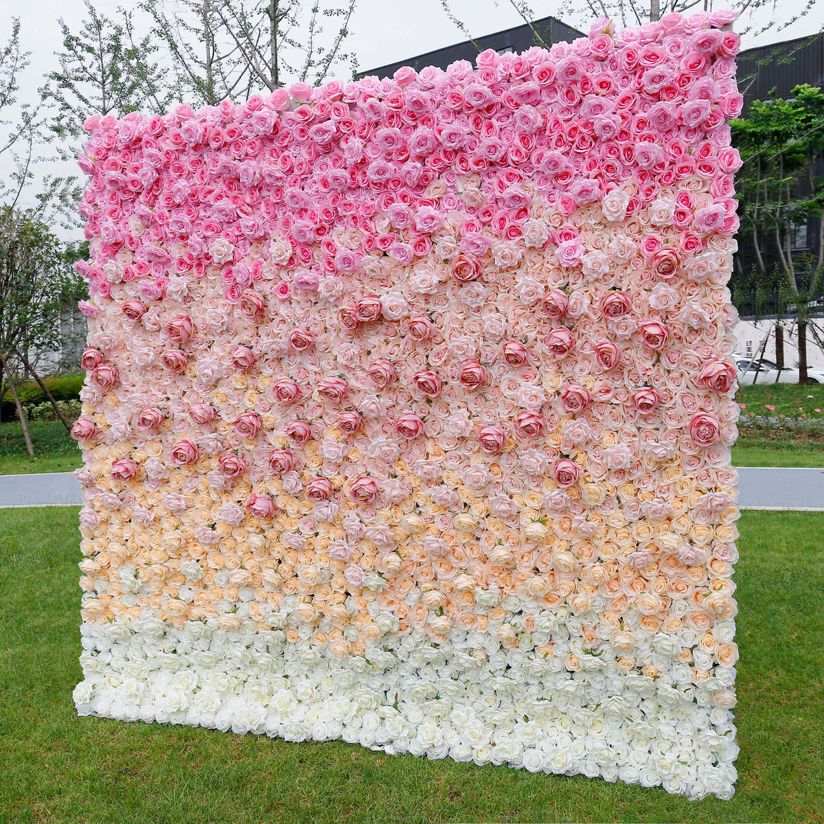 aliflowers 3D gradient rose fabric flower wall wedding party decoration background