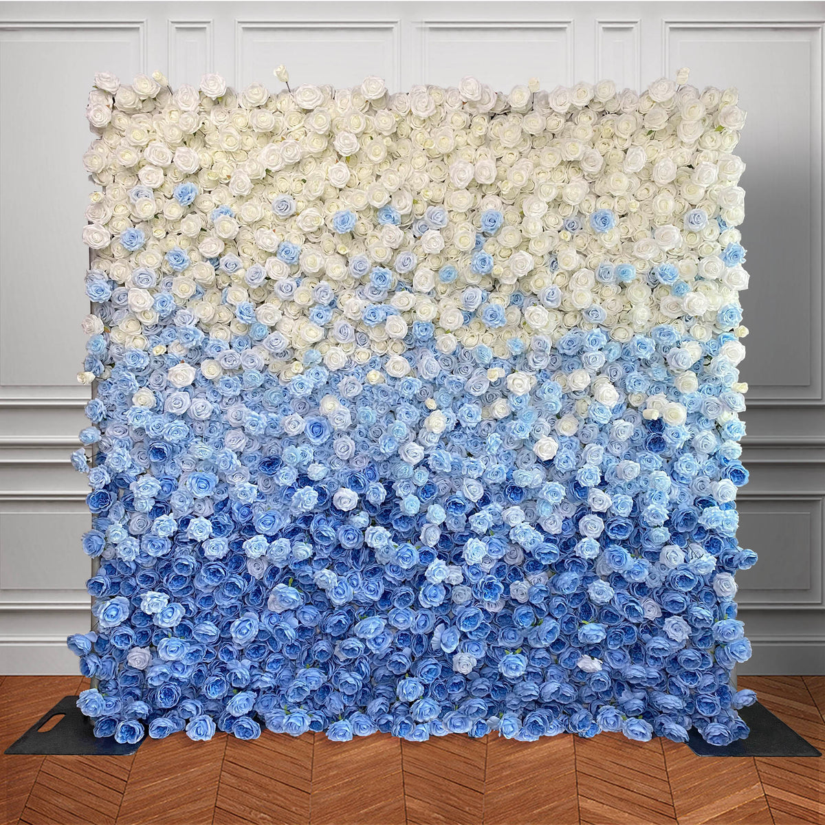 aliflowers 5d blue and white rose gradient flower wall floral roller blinds wedding party decoration