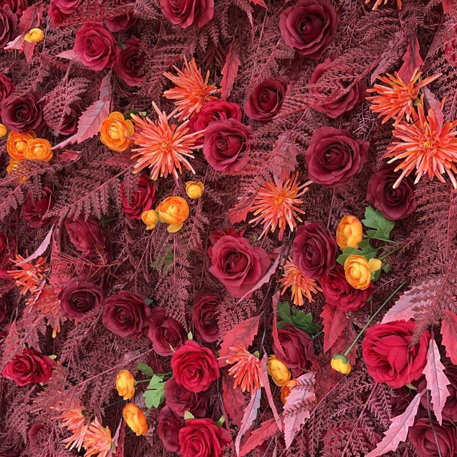 Aliflowers 5D Deep Red Permafrost Rose Wall Roller Fabric Wedding Backdrop ALFWL190