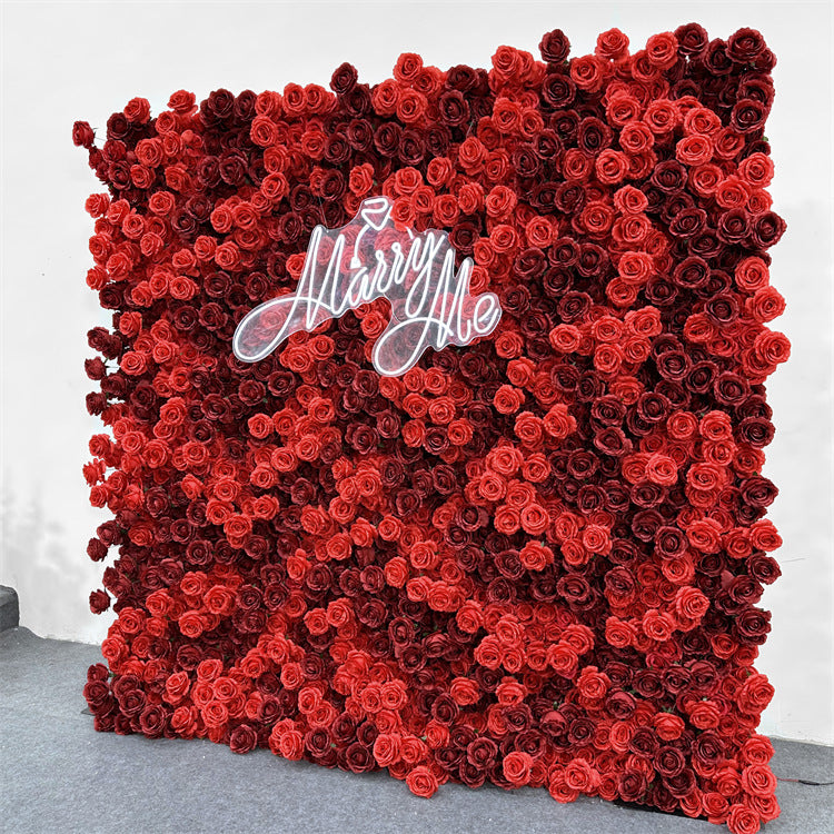 Aliflowers 5D Red Peony Rose Roll Up Curtain Cloth Flower Wall ALFWL164
