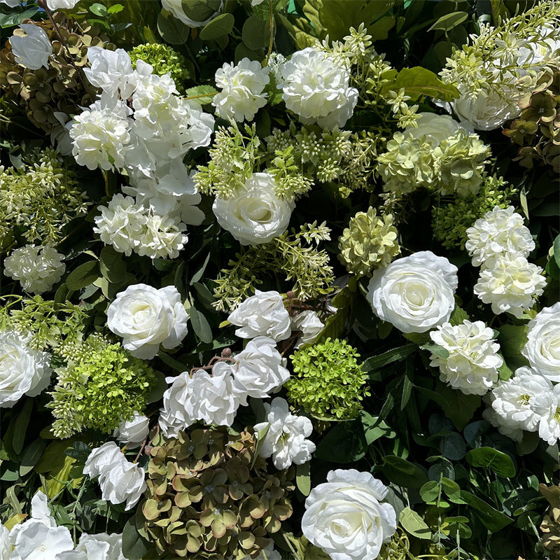 Aliflowers 5D White Rose & Green Leaf Artificial Curtain Flower Wall for Event & Party Backdrop ALFWL185