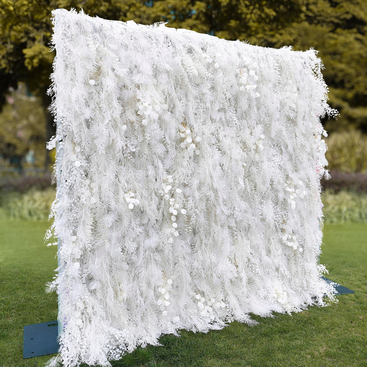 Aliflowers All White Hanging Floral Wall for Photo Booth Backdrop ALFWL125 - Ali Flowers