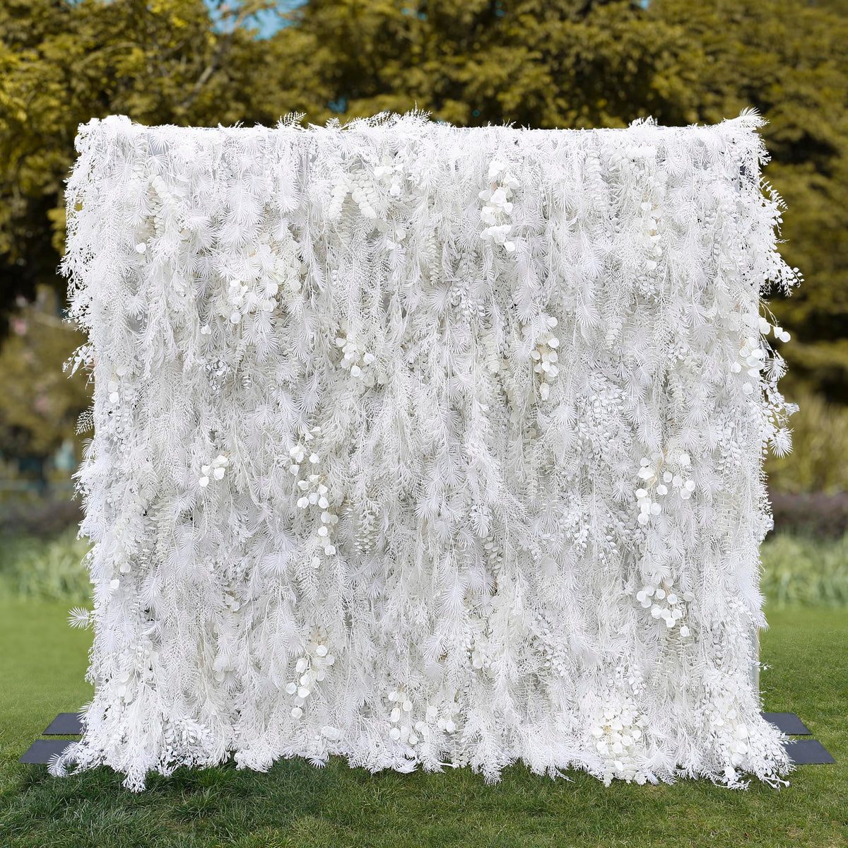 Aliflowers All White Hanging Floral Wall for Photo Booth Backdrop ALFWL125 - Ali Flowers
