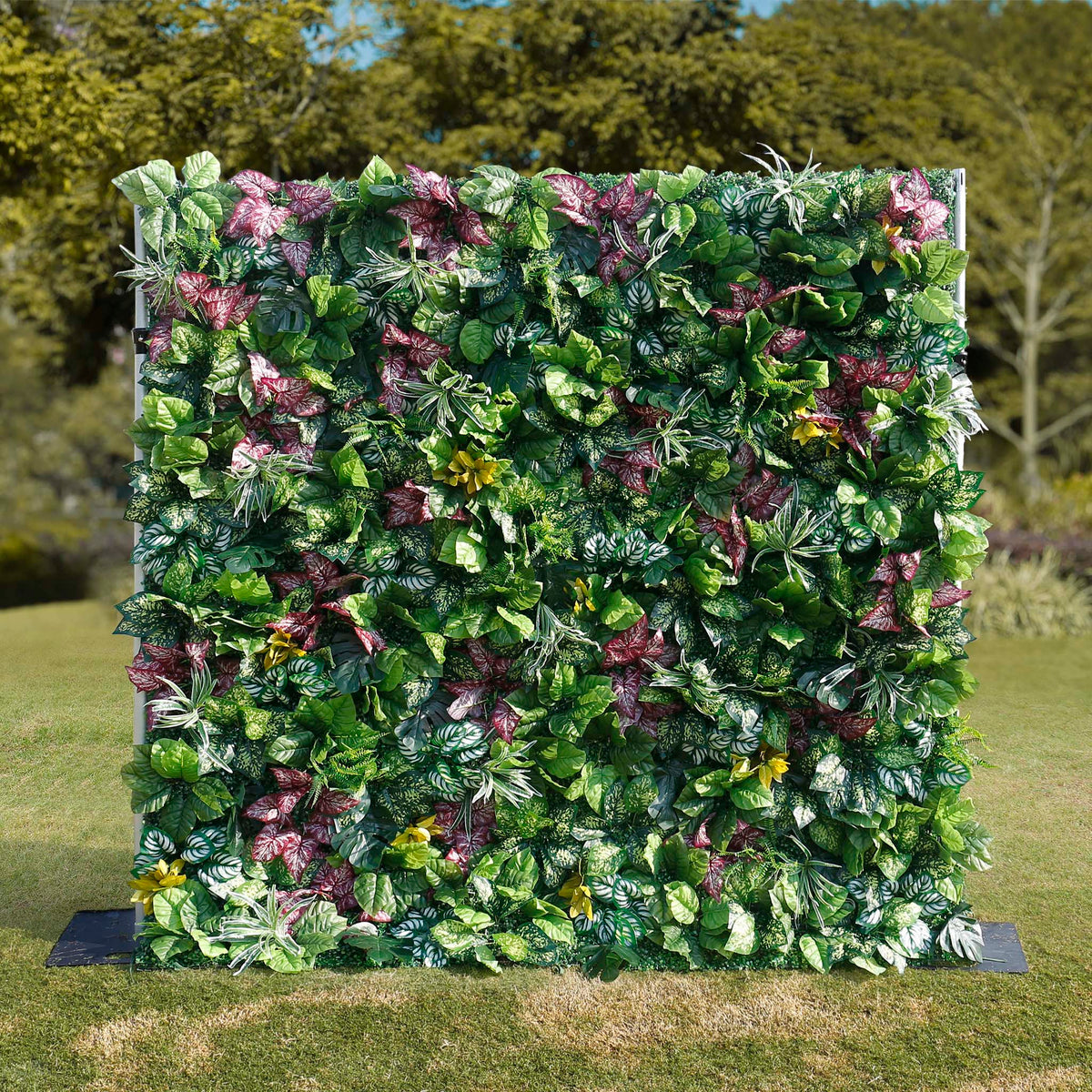 Aliflowers Artificial Tropical Green Wall Backdrop With A Variety Of Leaves For Event And Party Decorations ALFWL146