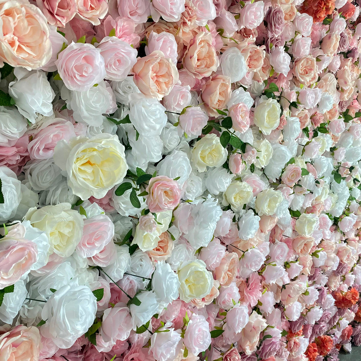 Aliflowers Gradient Rose Artificial Flower Wall Backdrop – Pink White Purple Mix for Wedding & Party Decor