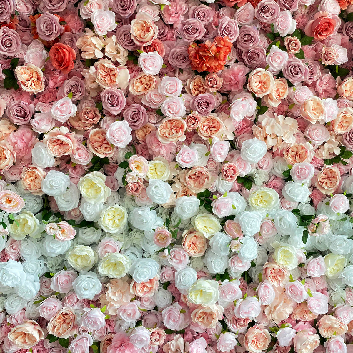 Aliflowers Gradient Rose Artificial Flower Wall Backdrop – Pink White Purple Mix for Wedding & Party Decor