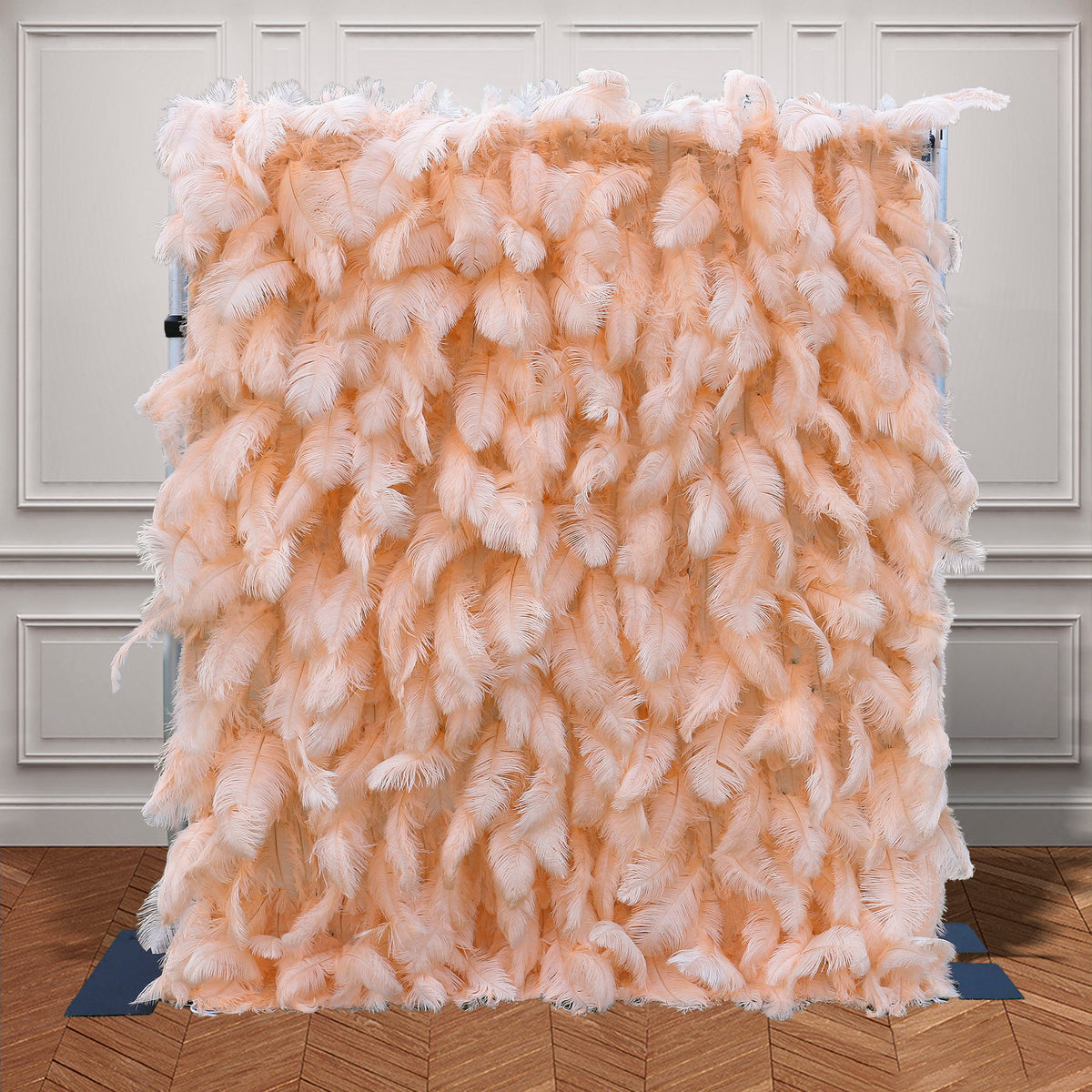 Aliflowers Luxury Peach Feather Backdrop Wall for Wedding & Party Decor ALFWL135