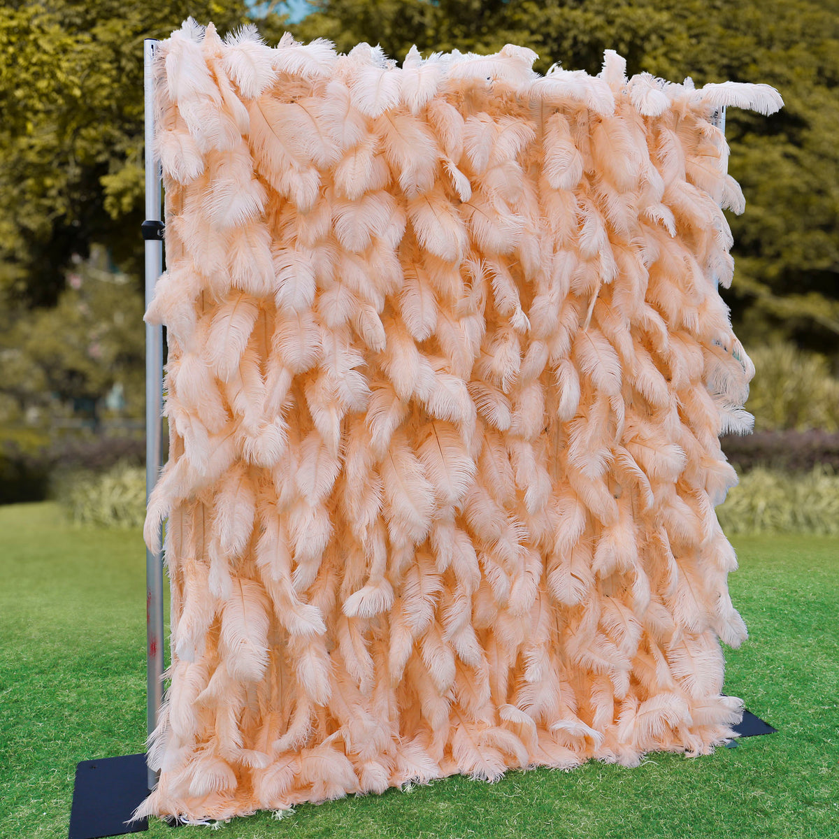 Aliflowers Luxury Peach Feather Backdrop Wall for Wedding & Party Decor ALFWL135