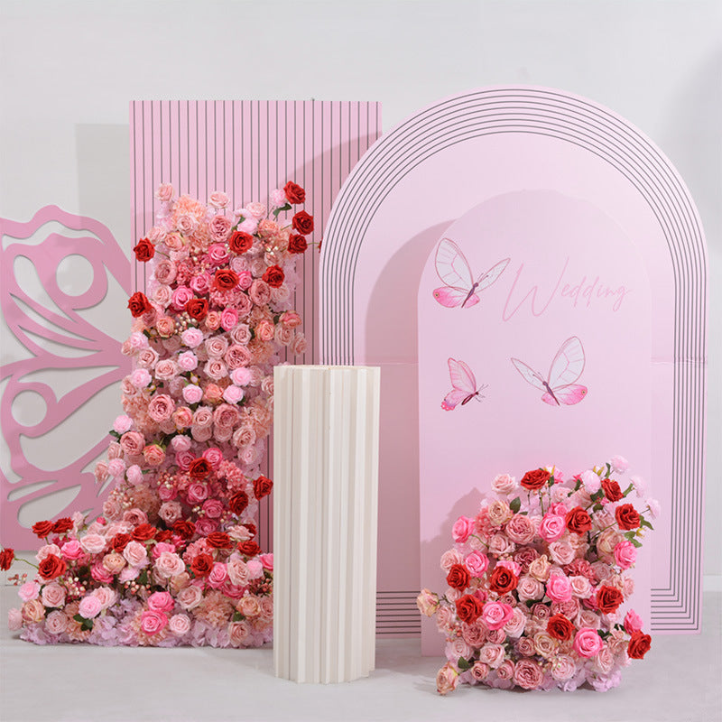 Aliflowers Pink Red Rose Wedding Background Arch KT Board Decorative Floor Flower ALFKT003