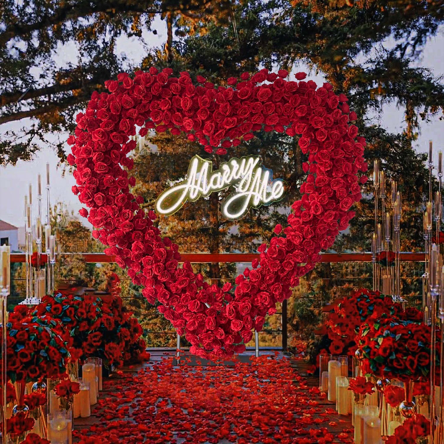 Aliflowers Pure Red Rose Heart Arch for Wedding Stage & Party Backdrop ALFAH013