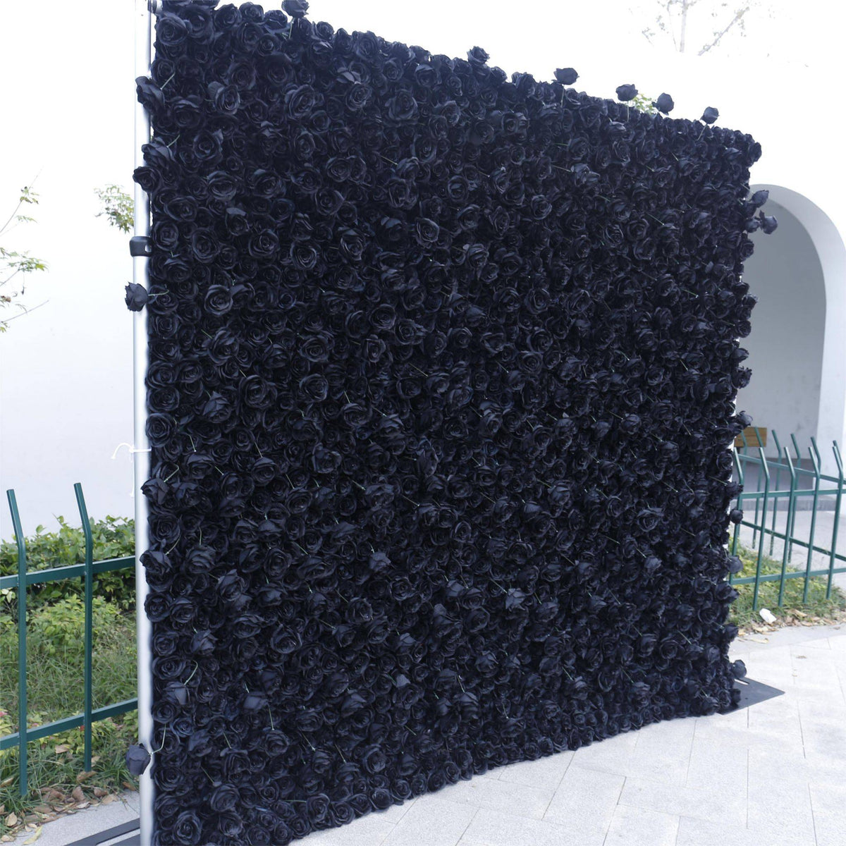 Aliflowers Black Rose Roll up Fabric Artificial Flower Wall ALFWL079 - Ali Flowers