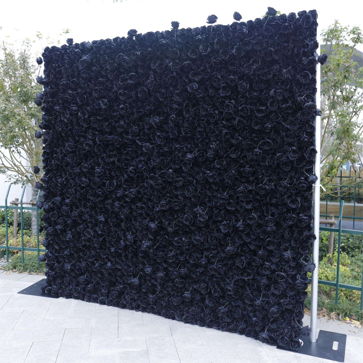 Aliflowers Black Rose Roll up Fabric Artificial Flower Wall ALFWL079 - Ali Flowers