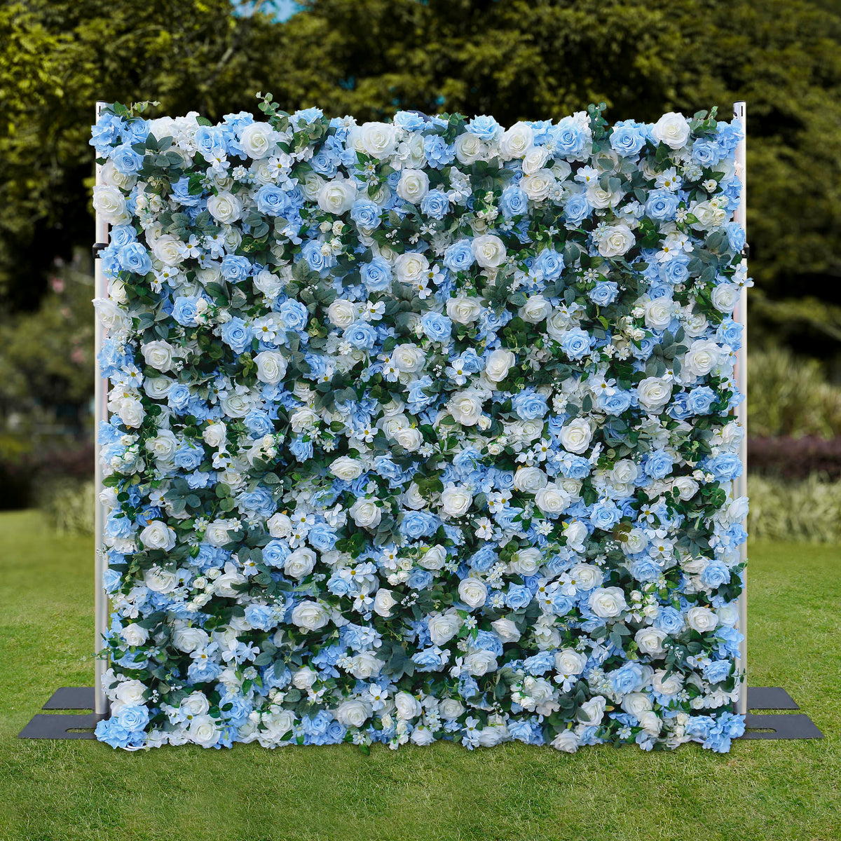 Aliflowers Blue Rose Roll up Fabric Flower Wall for Wedding ALFWL087 - Ali Flowers