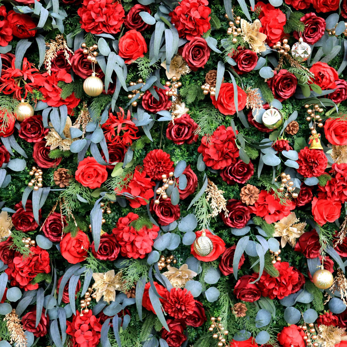 Aliflowers Christmas Handmade Customized Gold Bell Style Artificial Flower Wall Backdrop without stand MCFL23004 - Ali Flowers