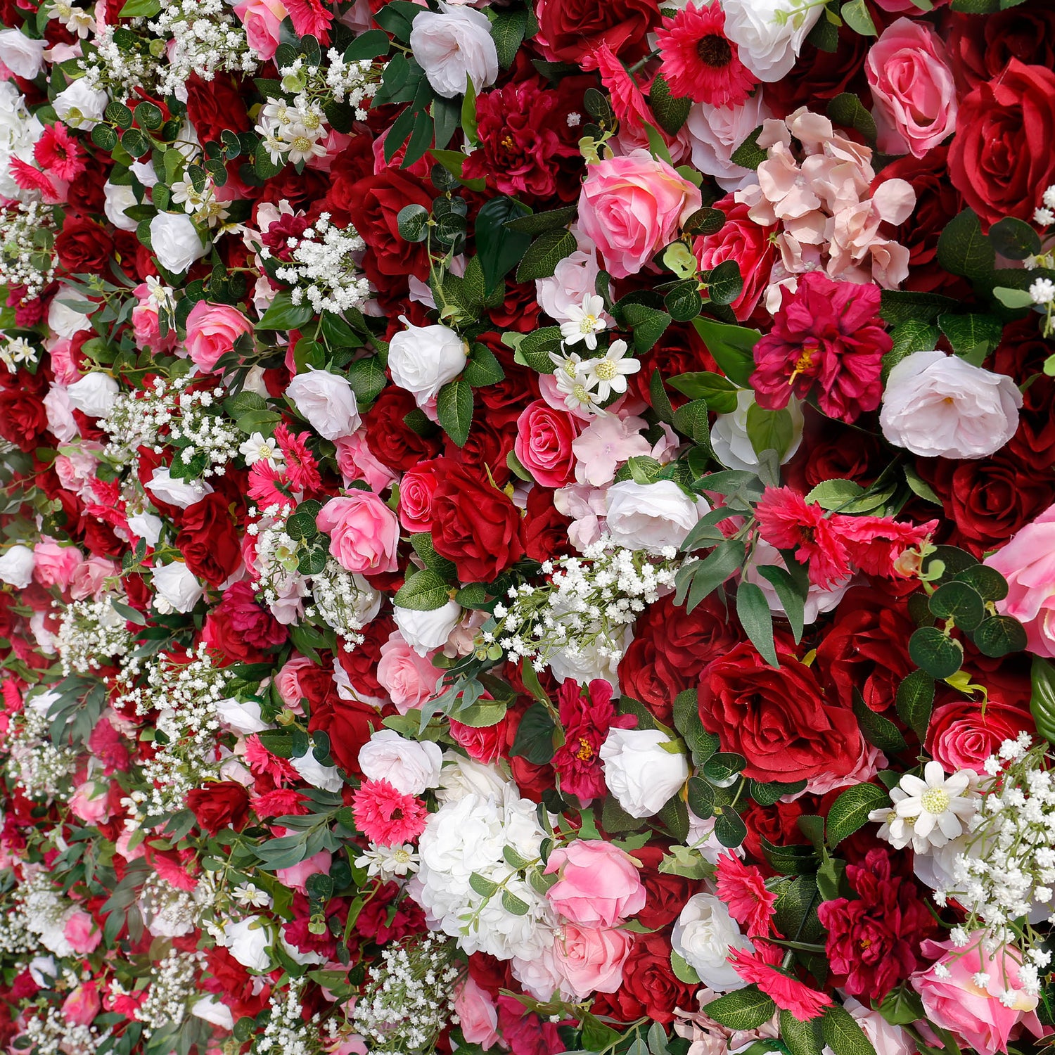 Aliflowers 5D Red Pink Hydrangea Baby Breath Roll Up Cloth Artificial Flowers for Flower Wall Plant Wall ALFWL072 - Ali Flowers