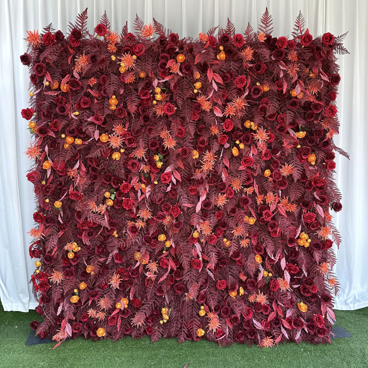 Aliflowers 5D Deep Red Permafrost Rose Wall Roller Fabric Wedding Backdrop ALFWL190