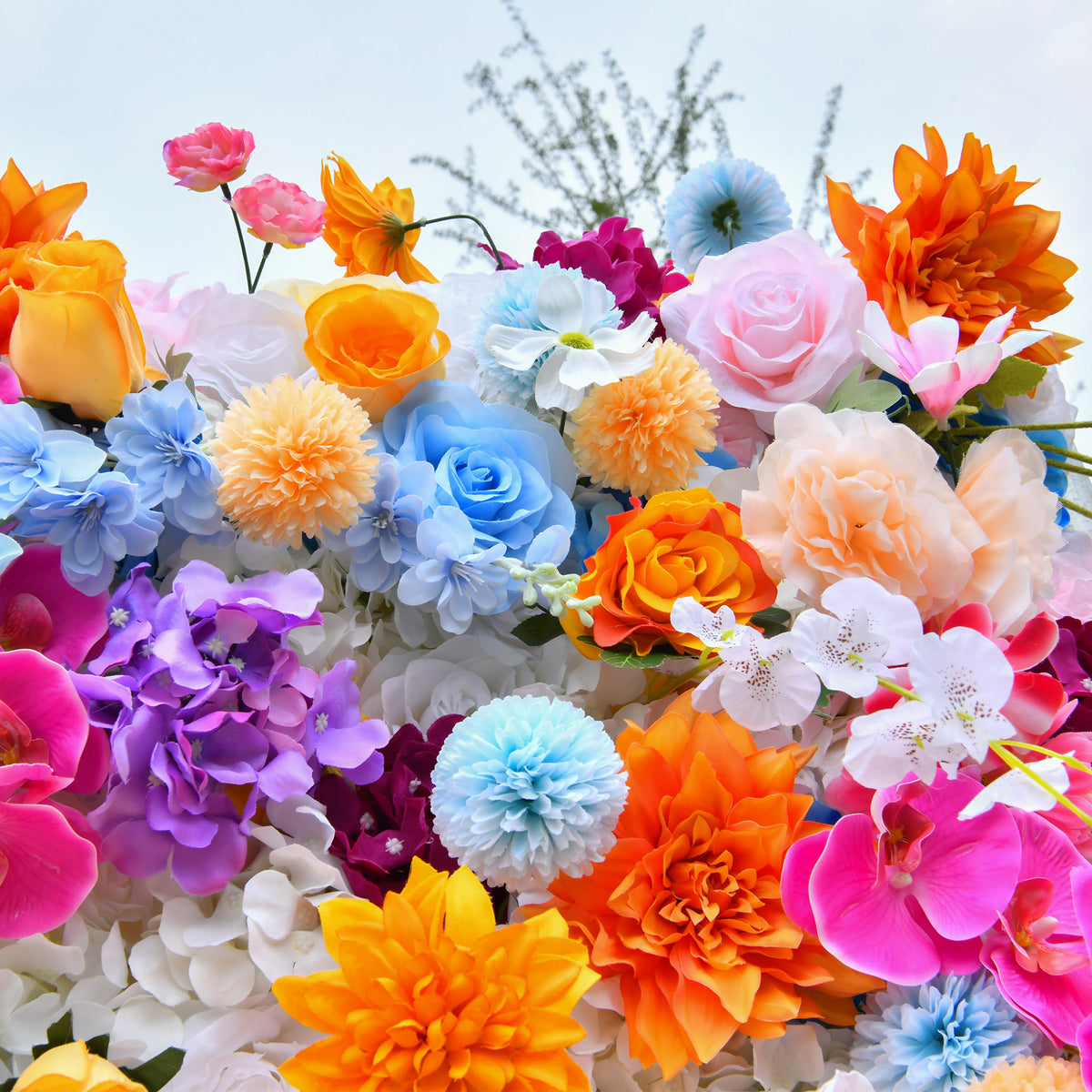 Aliflowers 5D Colorful Flowers Larkspur Artificial Flower Wall Swag ALFWL103 - Ali Flowers