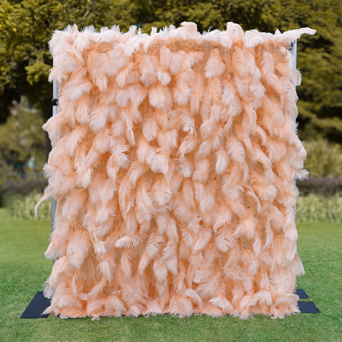 Aliflowers Luxury Peach Feather Backdrop Wall for Wedding & Party Decor ALFWL135