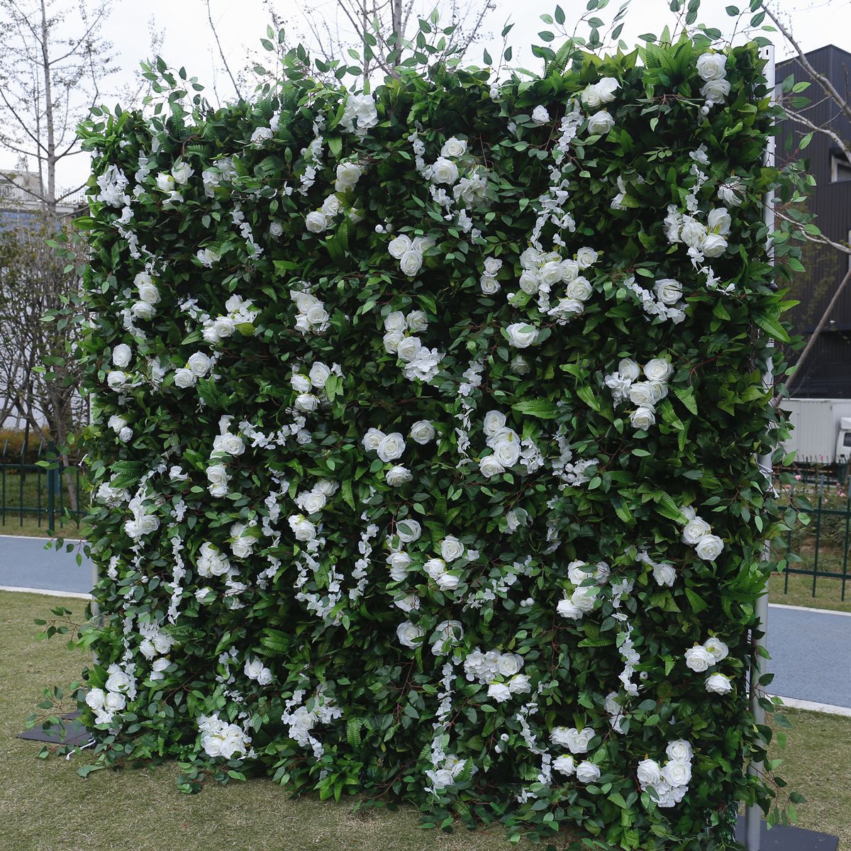 Aliflowers Luxury Green Plants Leaves with Hang flowers for Outdoor Wedding Green Backdrop ALFWL109 - Ali Flowers