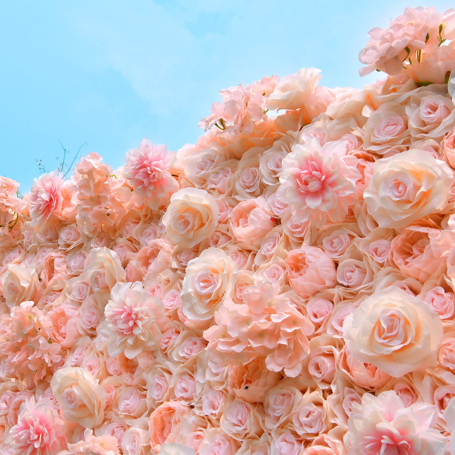 Aliflowers Hydrangea Rose Dalia Curtain Pink 2D Flower Wall Backdrop ALFWL104 - Ali Flowers
