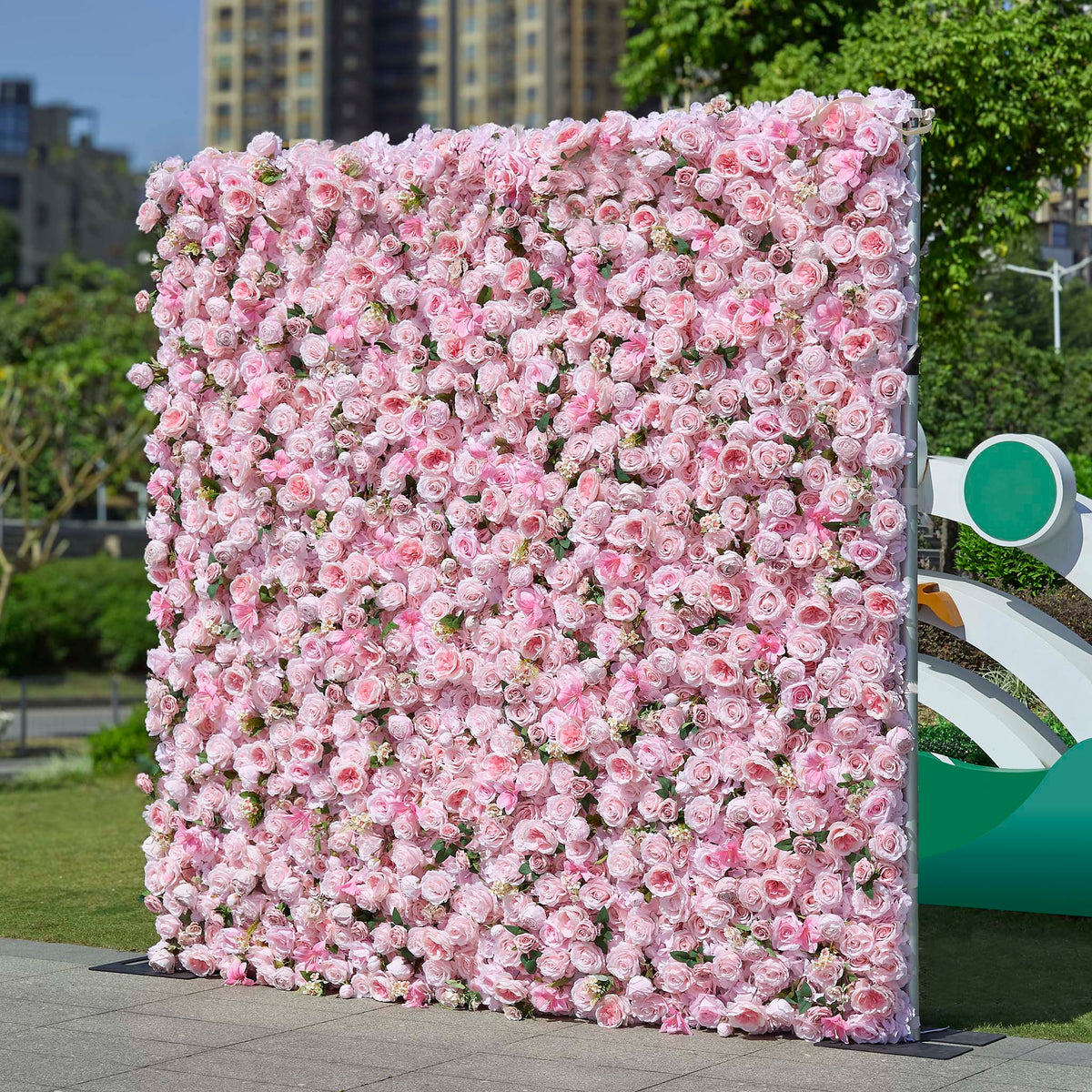 Aliflowers 5D Pink Rose Peony Roll Up Curtain Cloth Flower Wall - Ali Flowers