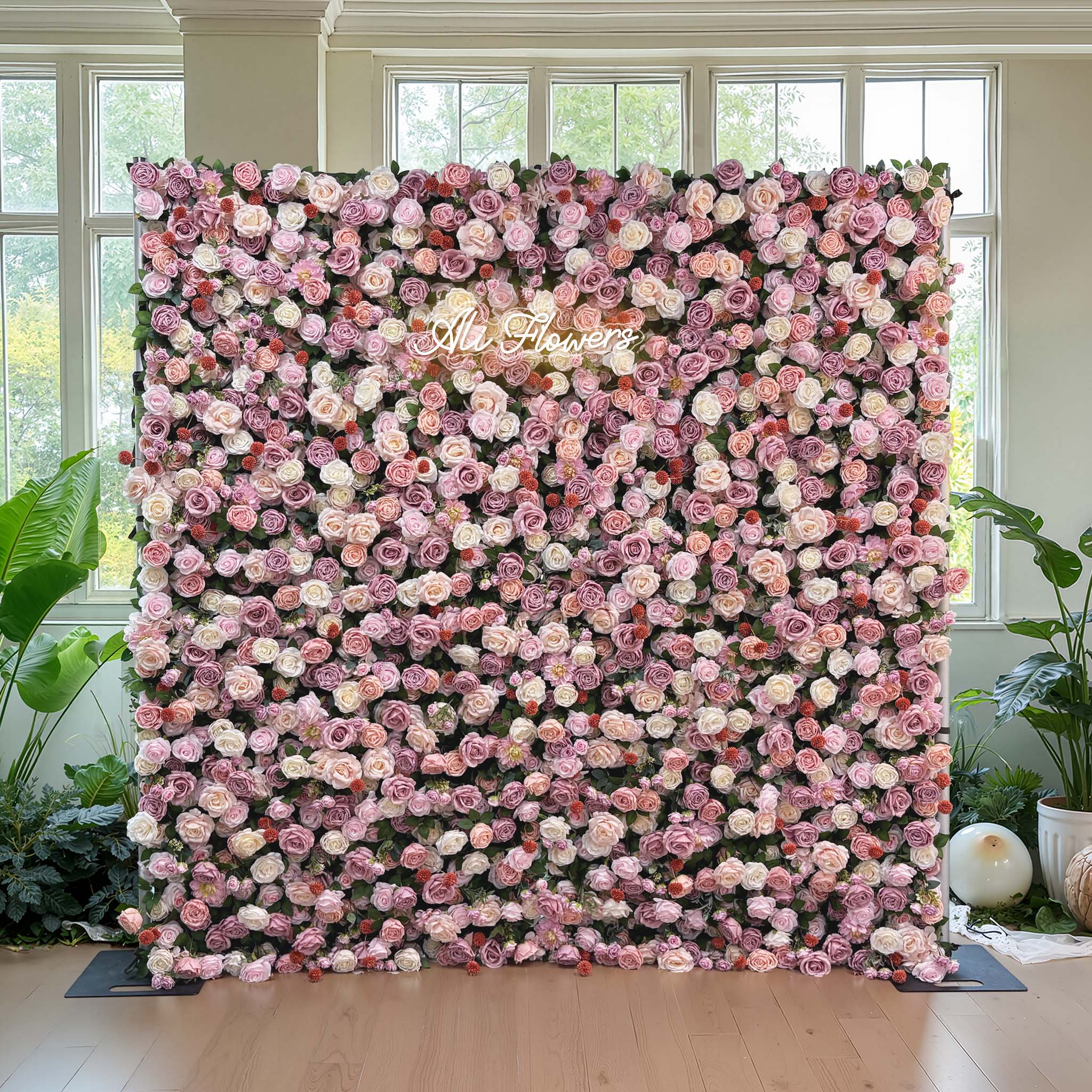 Ali Flowers 5D Silk Rose Flower Panel Backdrop Wedding Stage Decorativ