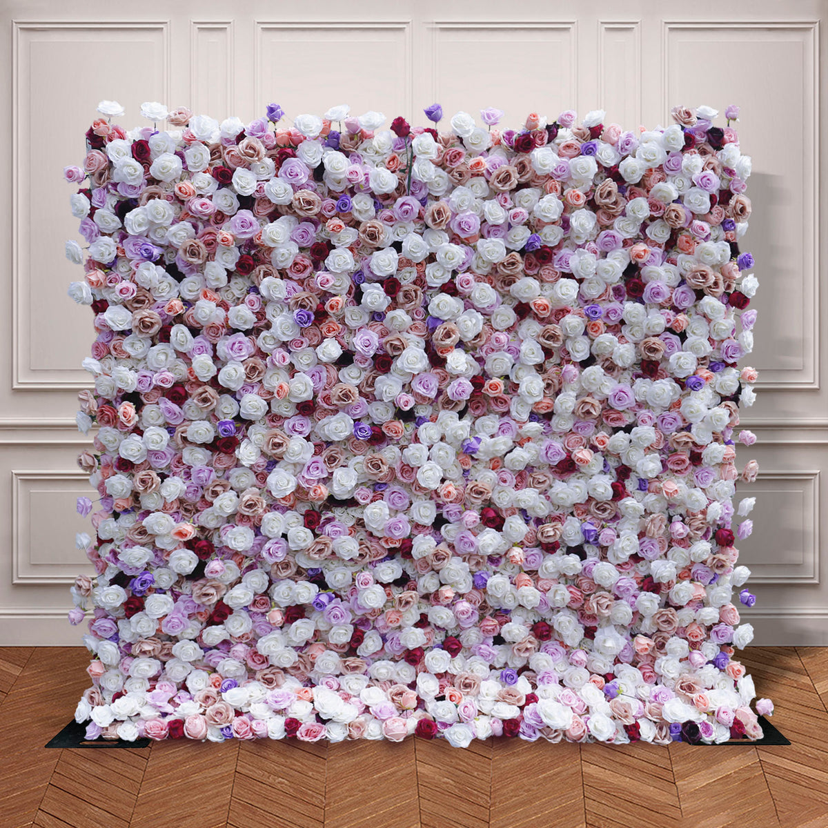 Aliflowers White Purple Rose Flower Wall Backdrop for Event Party Decoration ALFWL182