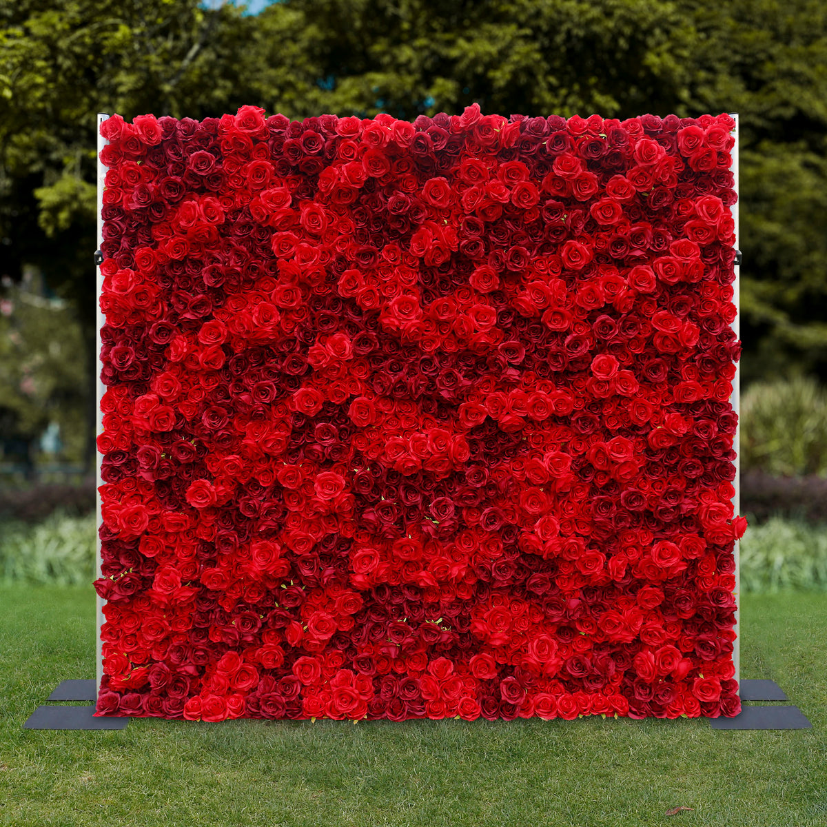 Aliflowers 3D Texture Pure Red Rose Cloth Roll Up Flowers Wall Backdrop ALFWL085 - Ali Flowers