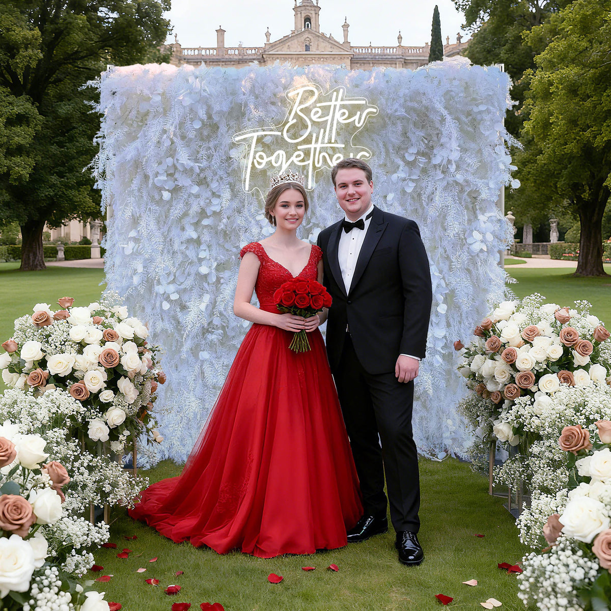 Ali Flowers Wedding Feather Backdrop Decoration 3D Artificial Silk Roll Up Cloth Fabric Net Flower Wall Background Props ALFWL012 - Ali Flowers