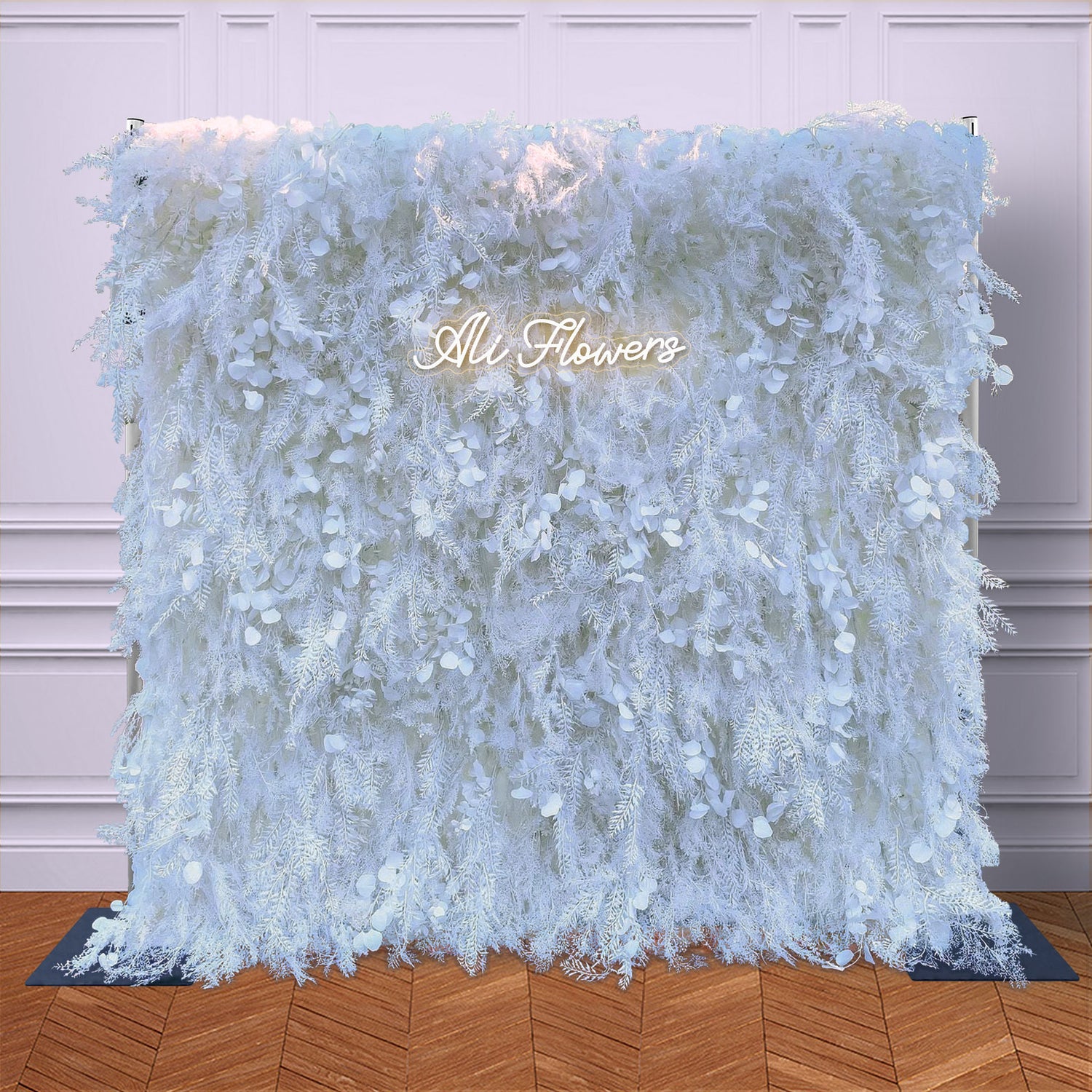 Ali Flowers Wedding Feather Backdrop Decoration 3D Artificial Silk Roll Up Cloth Fabric Net Flower Wall Background Props ALFWL012 - Ali Flowers