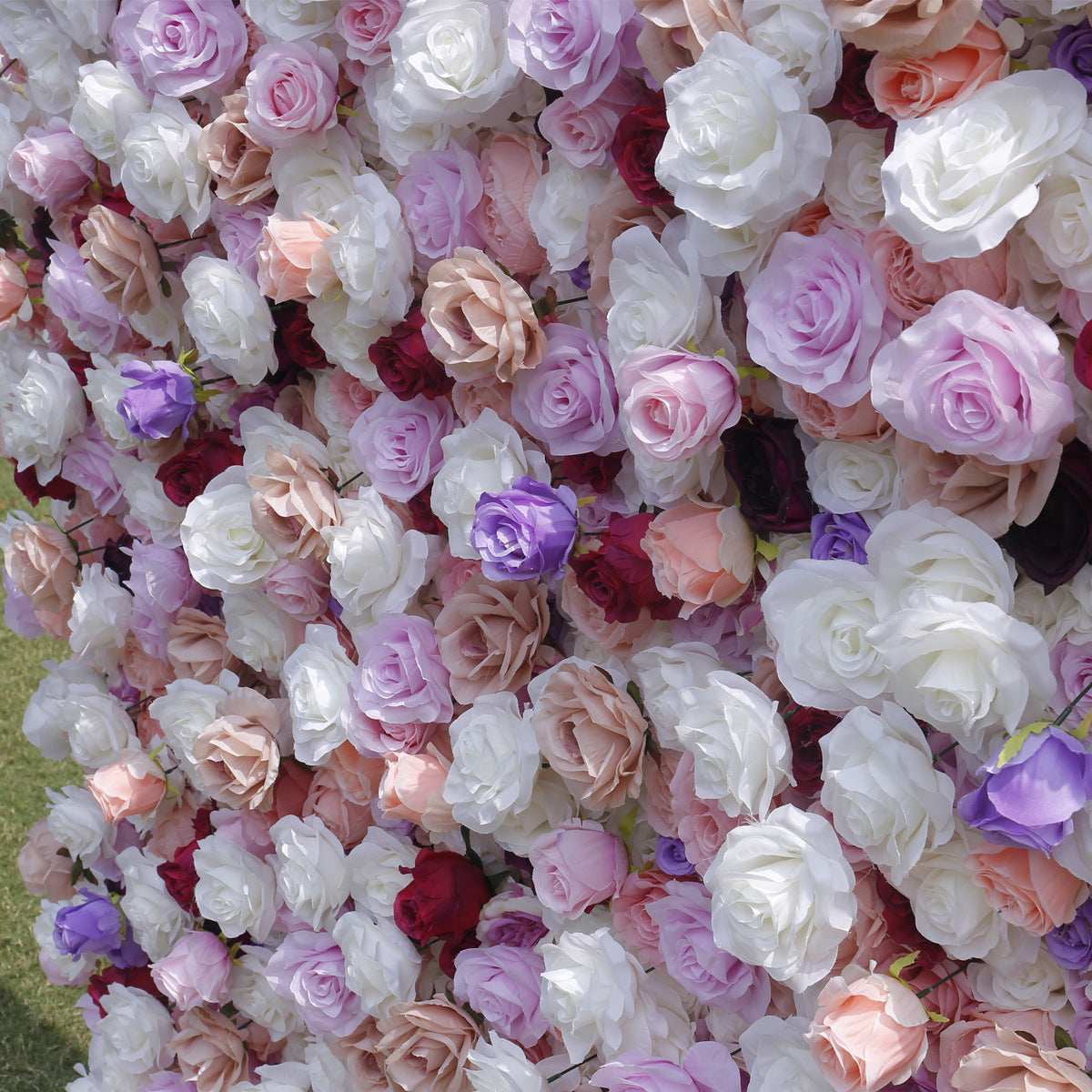 Aliflowers White Purple Rose Flower Wall Backdrop for Event Party Decoration ALFWL182