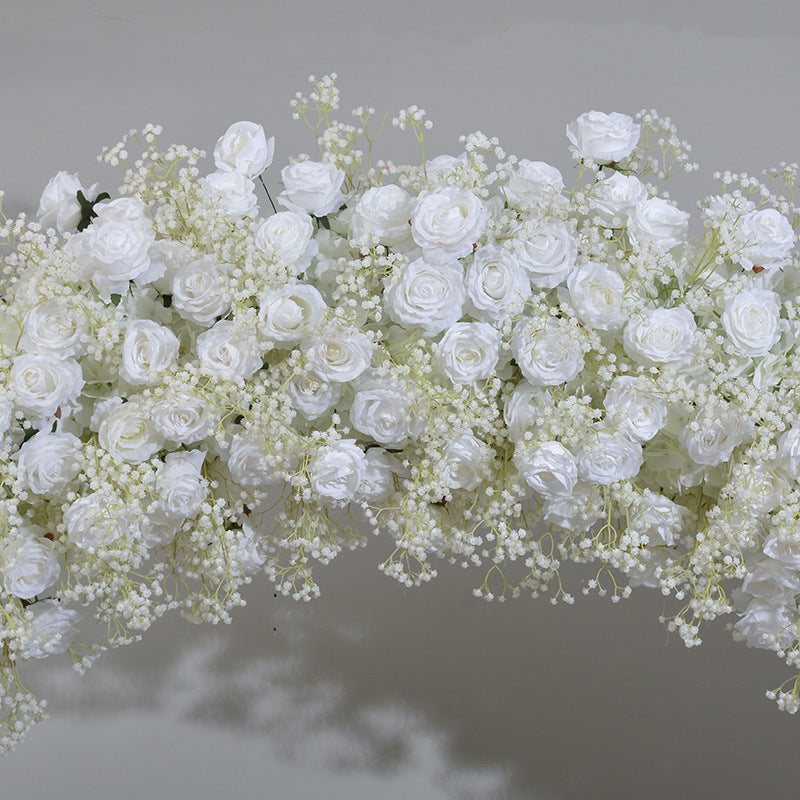 Aliflowers White Rose Flower Runner Wedding Round Arch Decor Floral Arrangement Welcome Sign Flower ALFAD011 - Ali Flowers