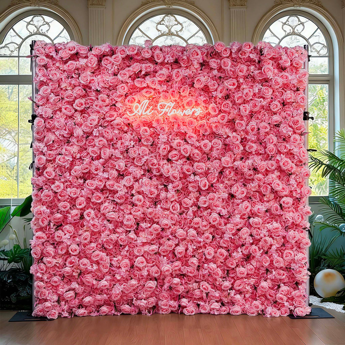 Aliflower 5D Luxurious Pink Rose Flower Wall Wedding Party Decoration - Ali Flowers