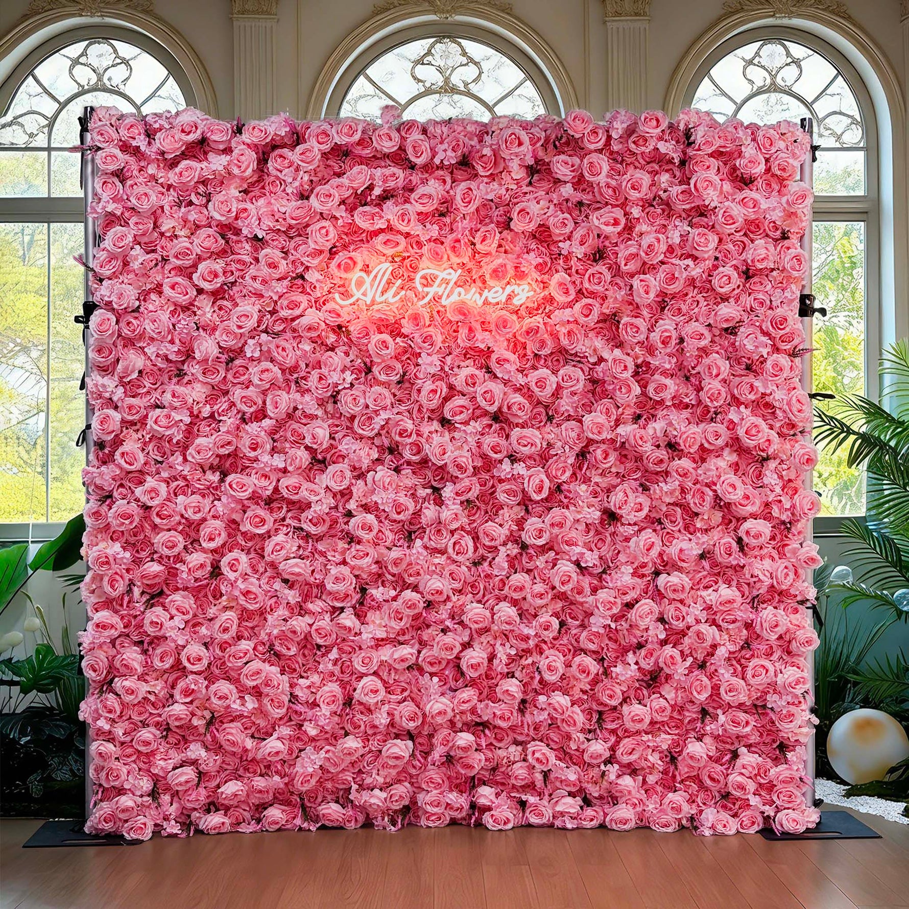Aliflower 5D Luxurious Pink Rose Flower Wall Wedding Party Decoration - Ali Flowers