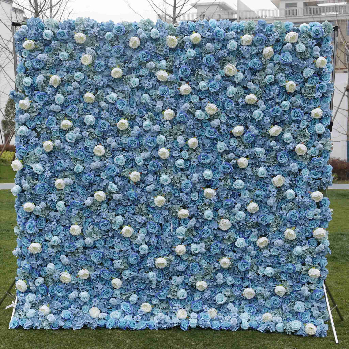 Aliflowers 3D Blue Contrasting Colors floral Wall Backdrop ALFWL042 - Ali Flowers