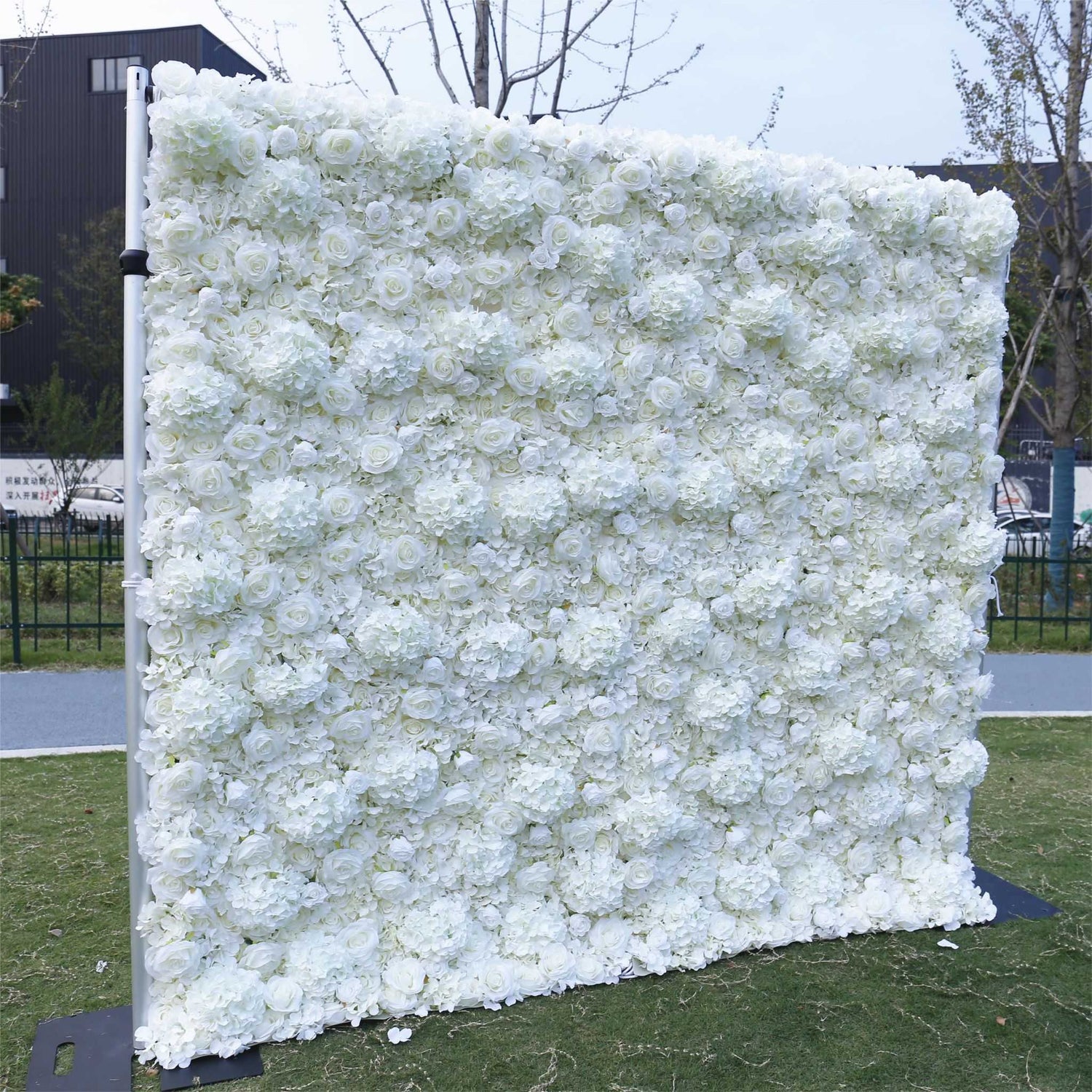 Pure White Hydrangea with rose artificial flowers for wedding backdrop decor ALFWL031 - Ali Flowers