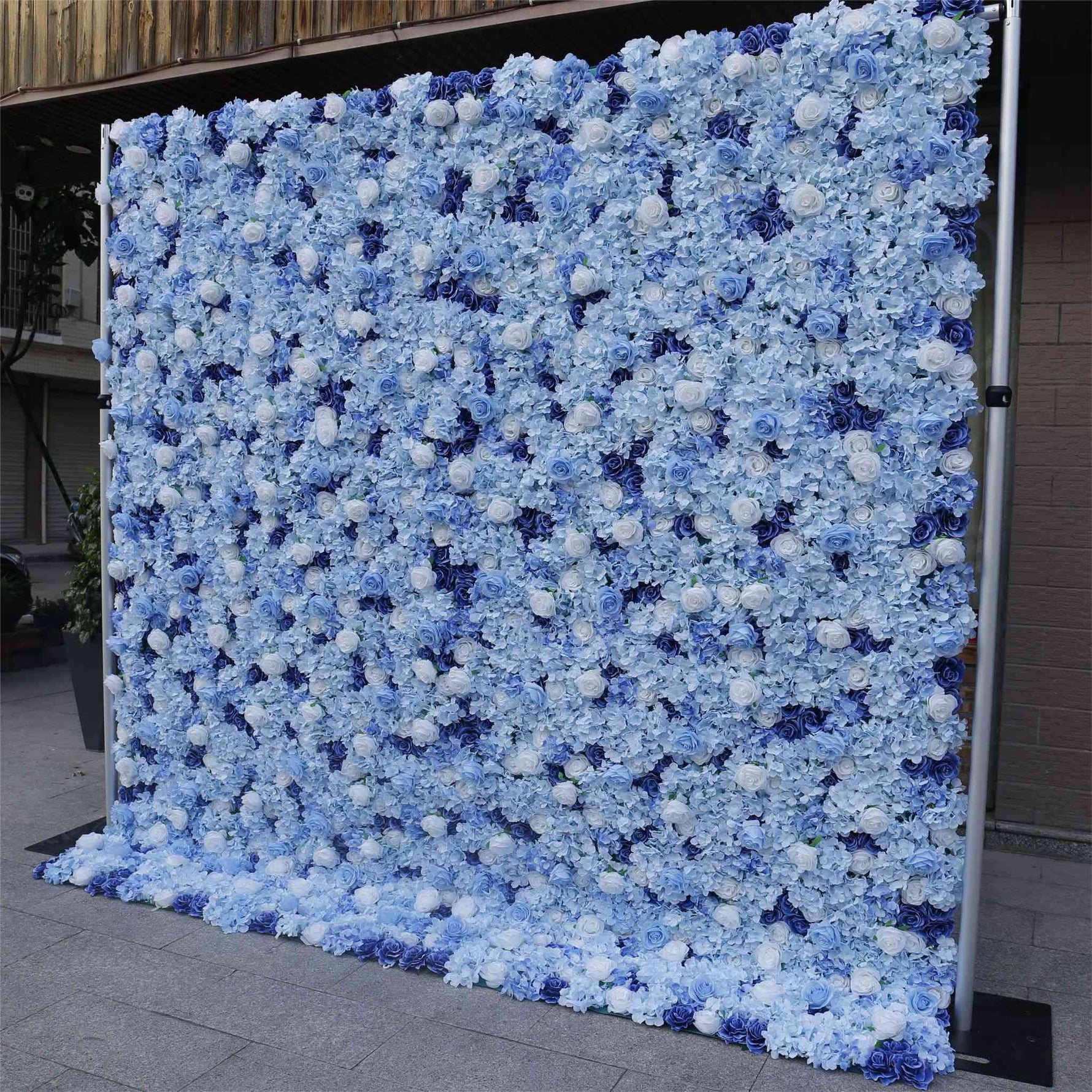 Aliflowers 3D Light Blue Silk Flower Wall Wedding Backdrop Hanging Decor ALFWL070 - Ali Flowers