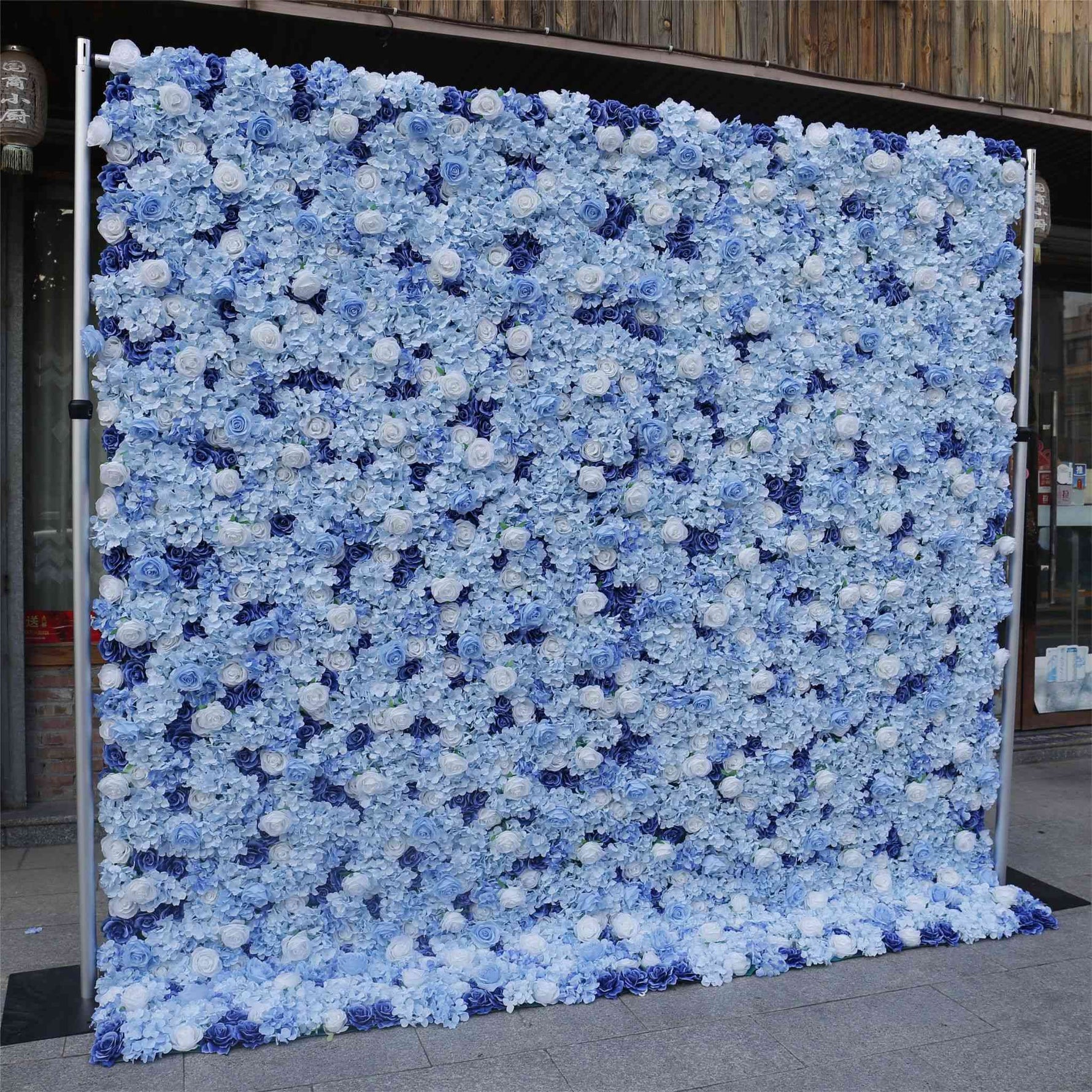 Aliflowers 3D Light Blue Silk Flower Wall Wedding Backdrop Hanging Decor ALFWL070 - Ali Flowers