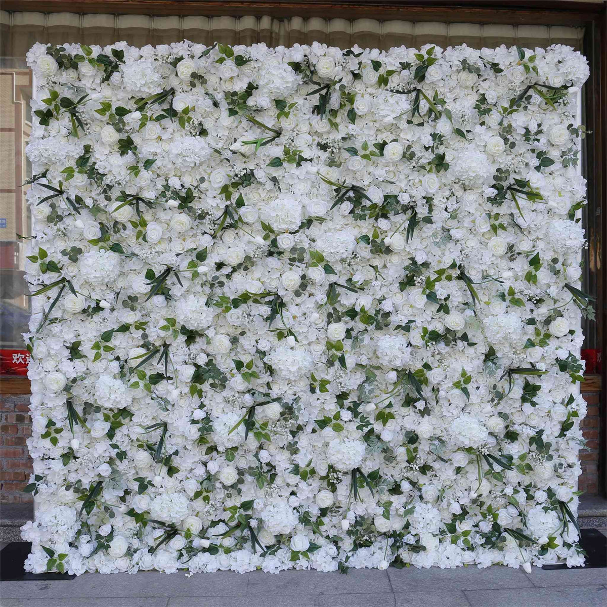 Aliflowers White Dahlia with Plants Flower Wall for Wedding ALFWL076 - Ali Flowers