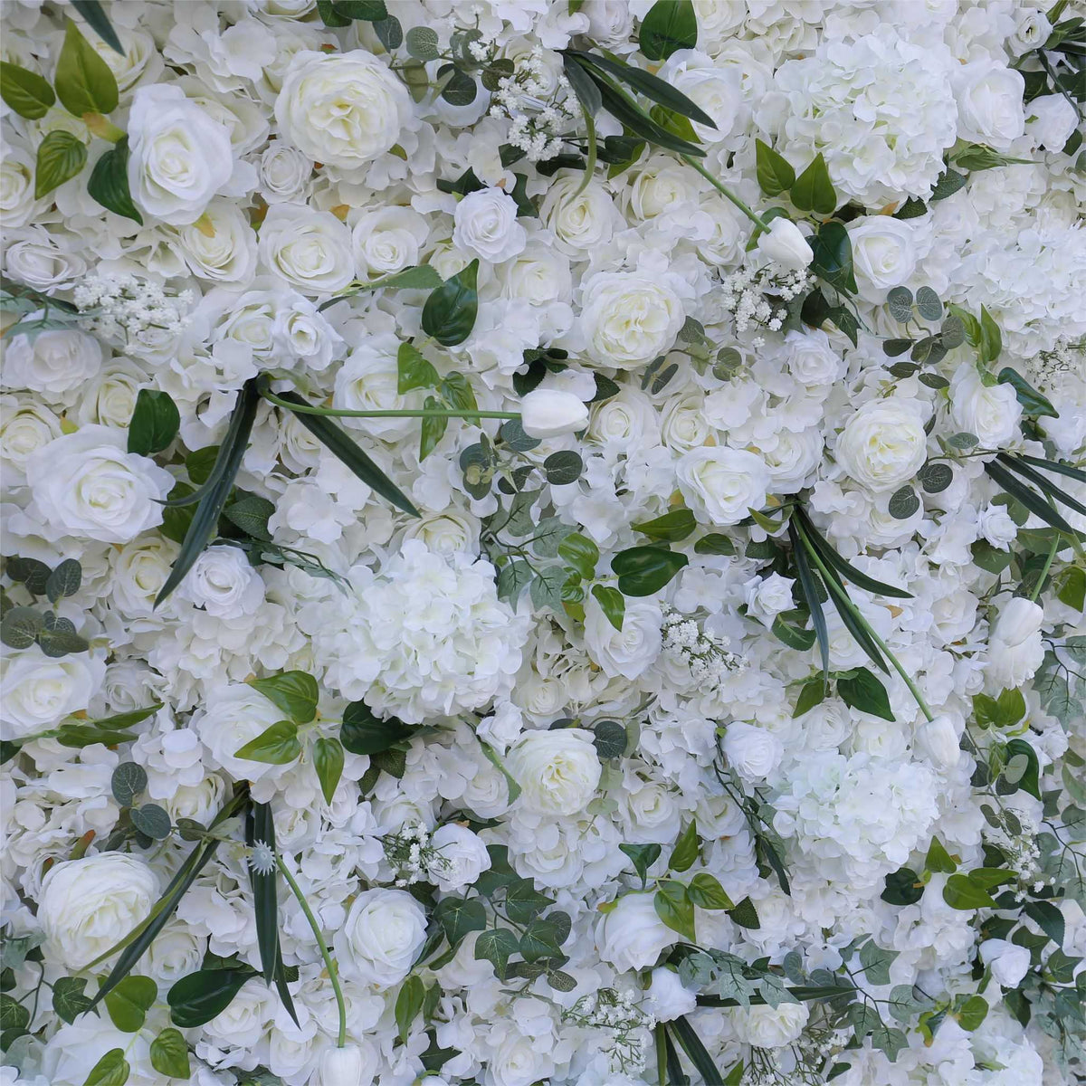 Aliflowers White Dahlia with Plants Flower Wall for Wedding ALFWL076 - Ali Flowers